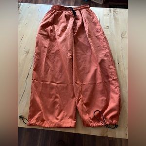 Unisex orange baggy parachute pants elastic waist toggles Asian 2XL (size M) EUC